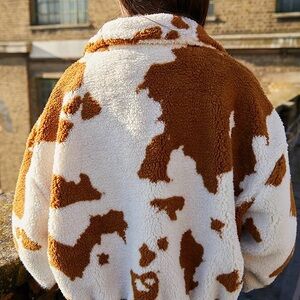 Urban Outfitters Cow Print Sherpa Olivia Jacket